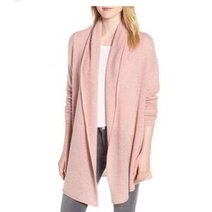 100% Cashmere Nordstrom Halogen Pink Long Sleeve Cardigan Sweater One Size.